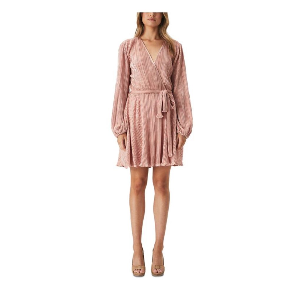 BARDOT Womens Coral Long Sleeve Short Cocktail Fit + Flare Dress 8